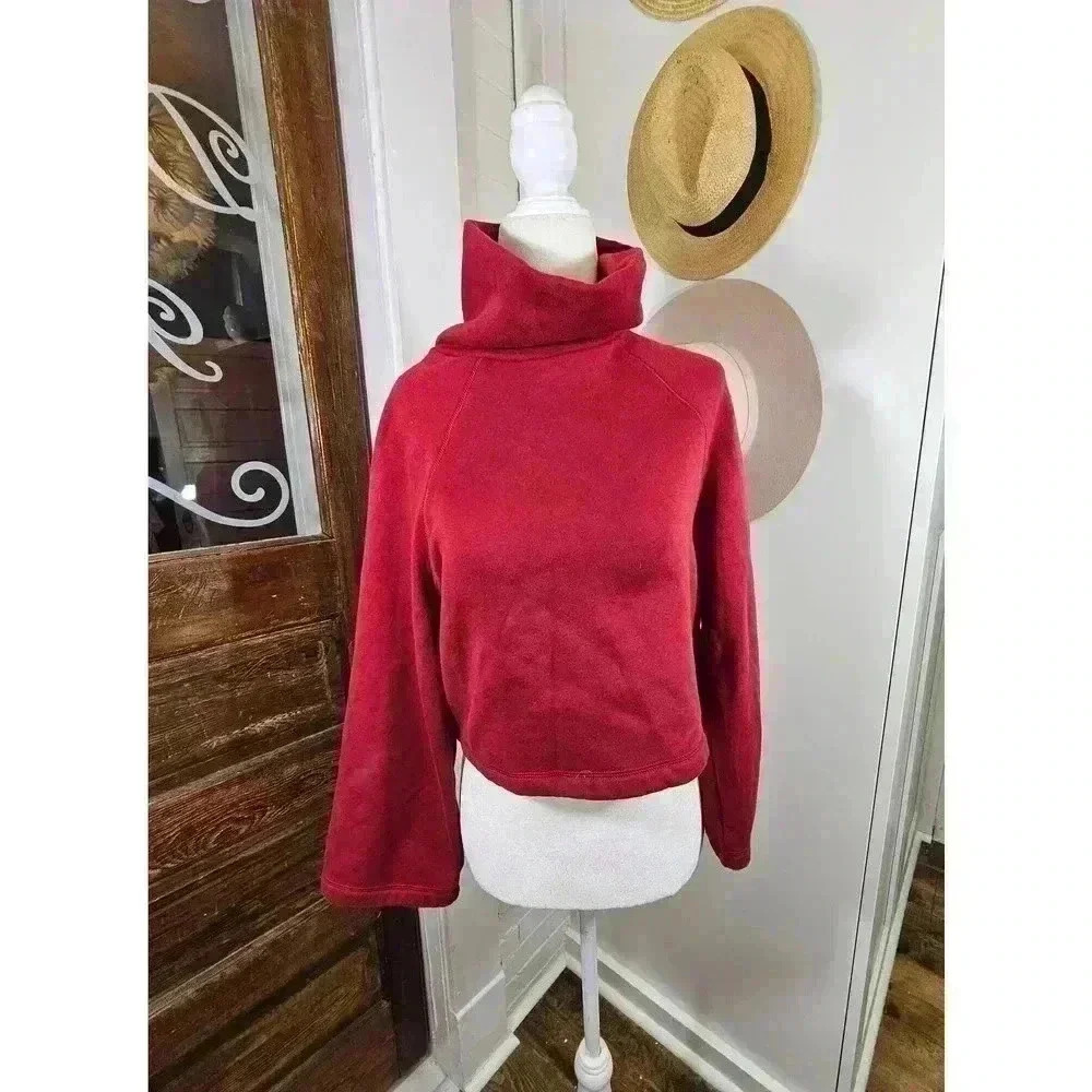 Fabletics Women XXS Brick Red Rumi Funnel Neck Pullover Fleece Sweater